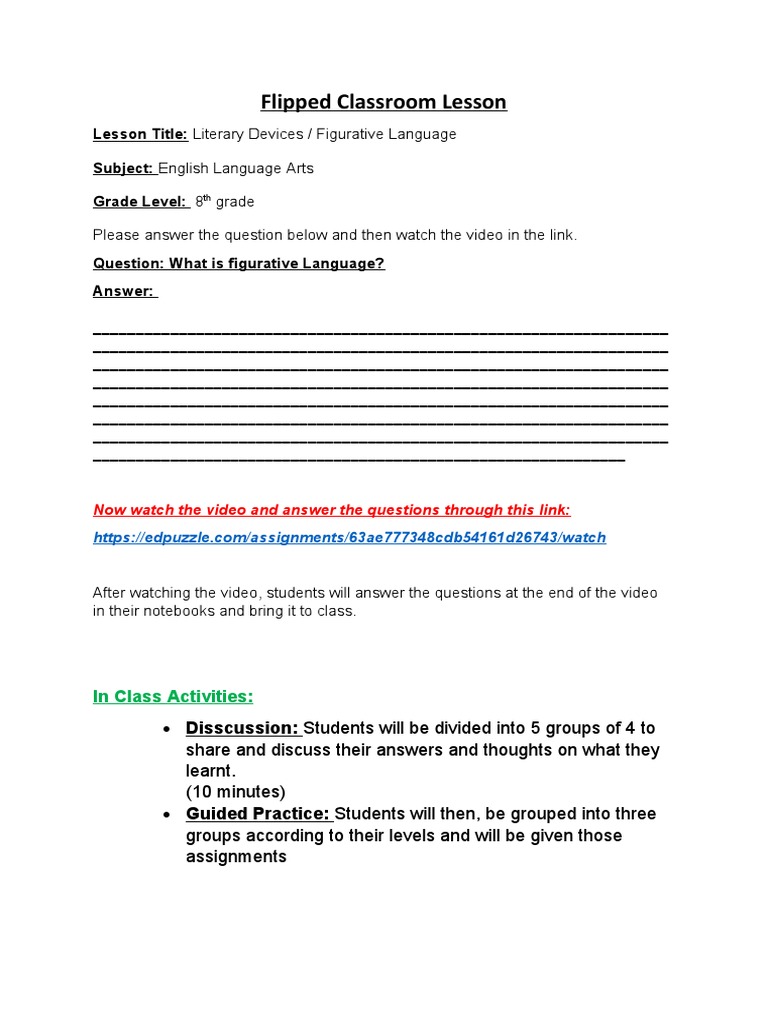 Flipped Classroom Lesson | PDF