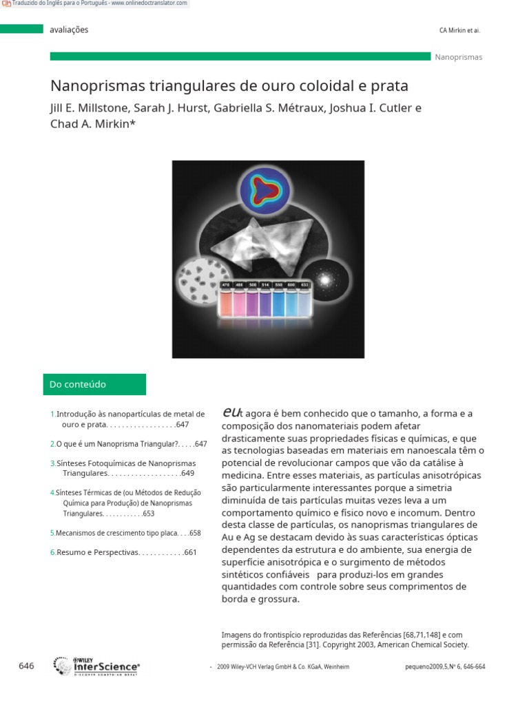 Colloidal Gold and Silver Triangular Nanoprisms En.pt PDF Química