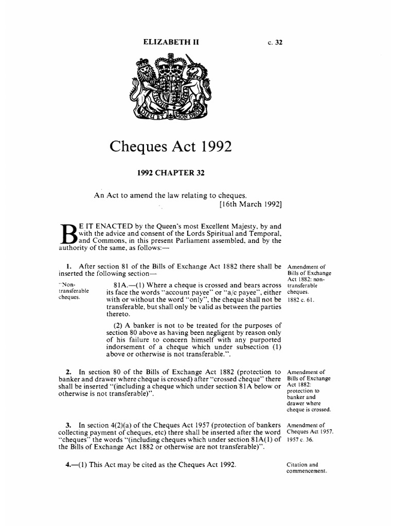 Cheque Act | PDF | Cheque | Negotiable Instrument