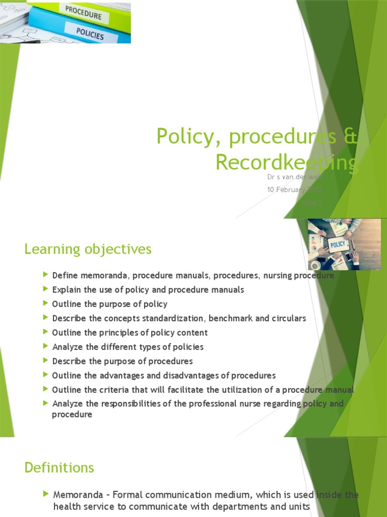 Unit 2 Policy, Procedures & Recordkeeping PDF