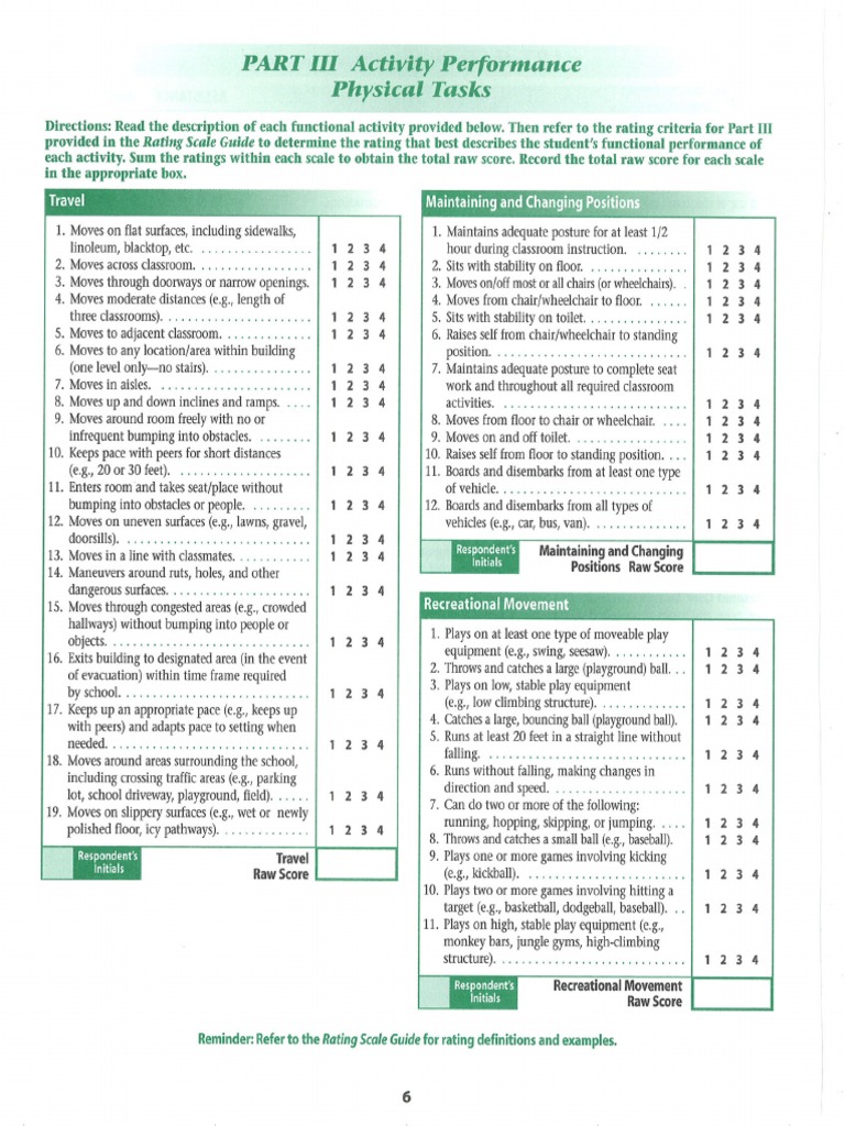 Evaluaci n de la funcion escolar school function assessment sfa 6 pdf