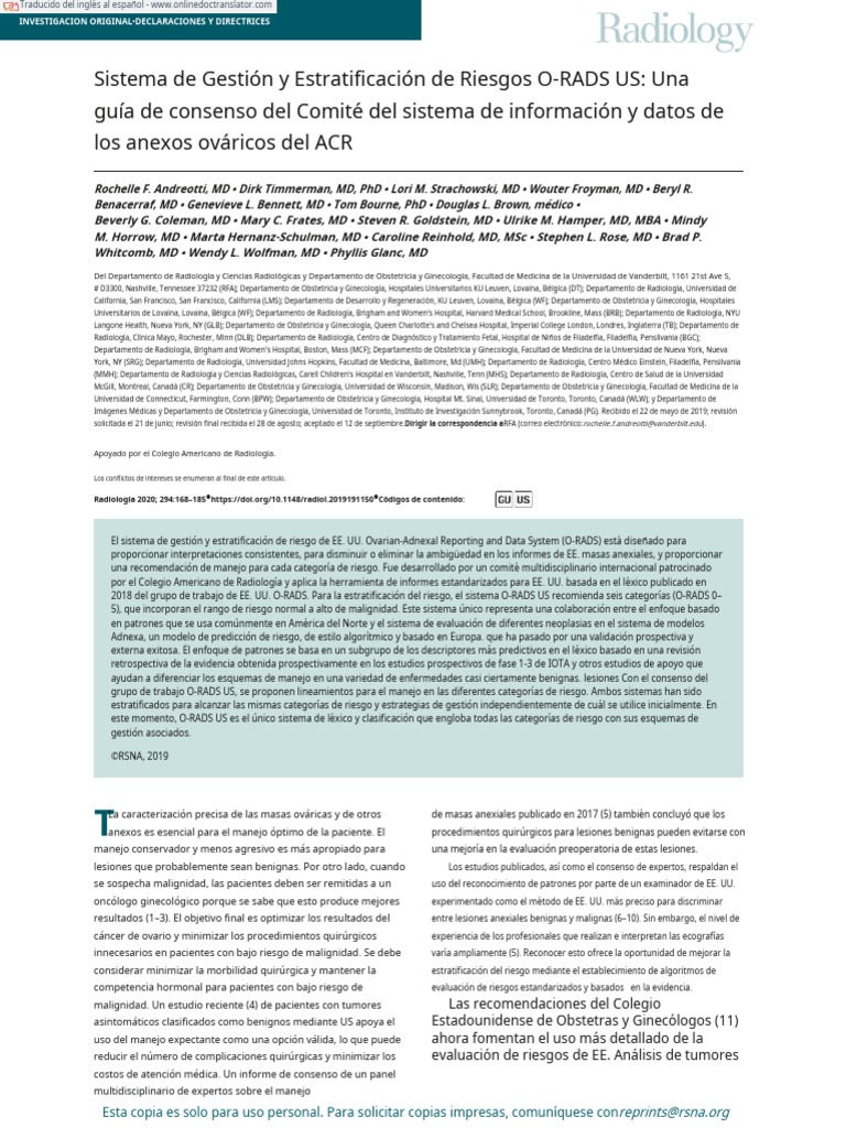 Guía O-RADS para masas ováricas | PDF | Cáncer | Cáncer de ovarios