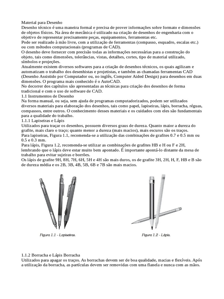 Materiais e Instrumentos de Desenho Técnico | PDF | Desenho | Auto Cad