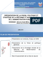 Présentation de La Vision Politique Et Stratégie de La Réforme Et Modernisation de L'administration Publique