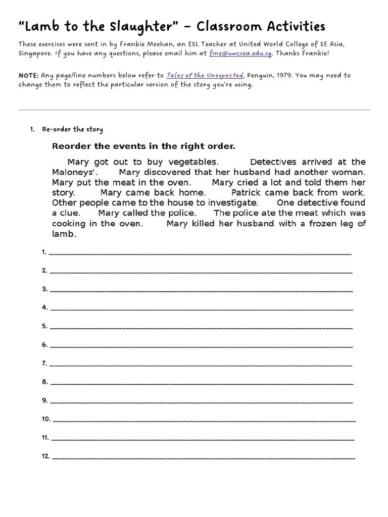 Classroom Activities for 