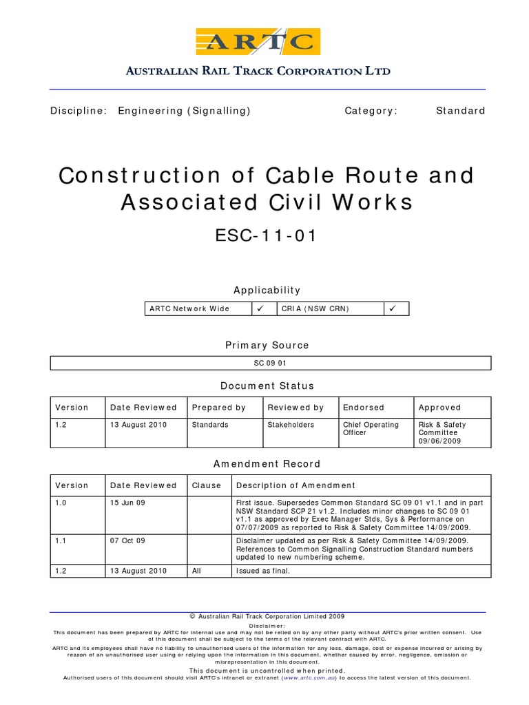 Cable Route Construction Standards | PDF