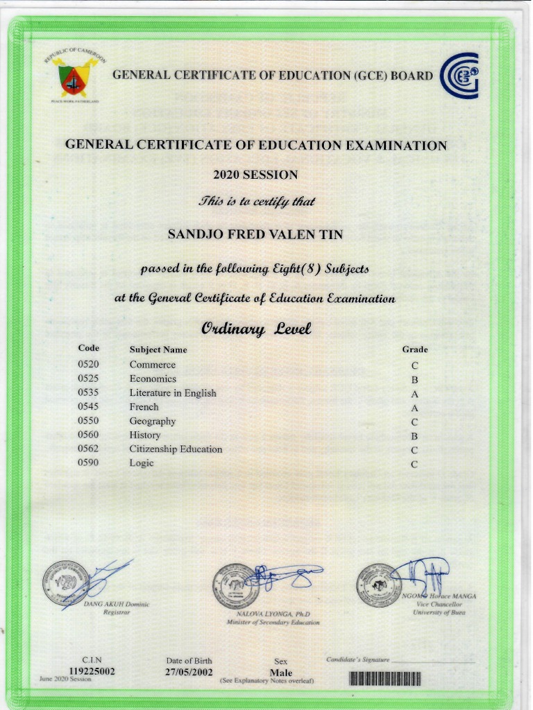 Diplome Gce SF | PDF