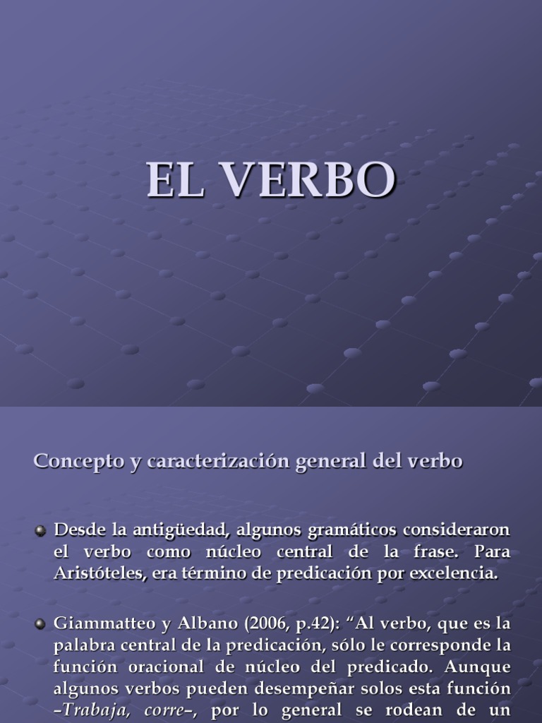 El Verbo | Descargar gratis PDF | Verbo | Tipología Lingüística