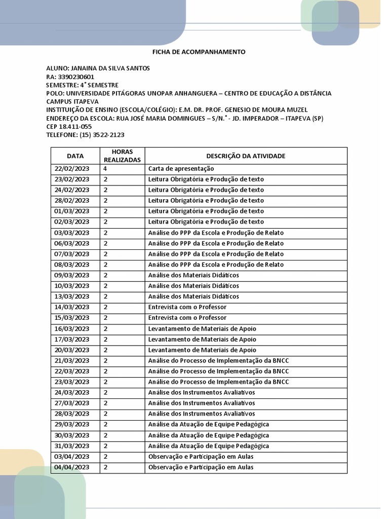 ficha-de-acompanhamento-estagio-ll-pdf-pedagogia-aprendizado