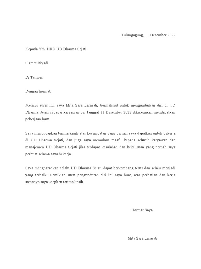 Surat Pengunduran Diri PDF