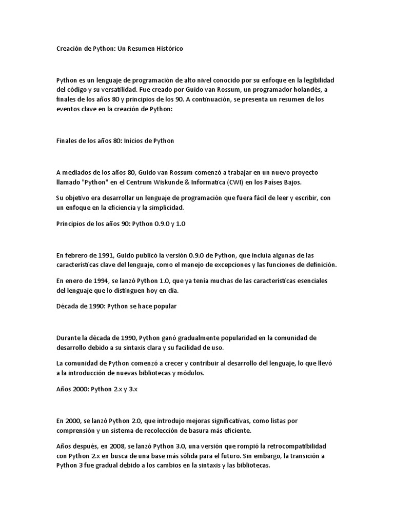 Create of Python | PDF | Python (lenguaje de programación) | Ingeniería ...
