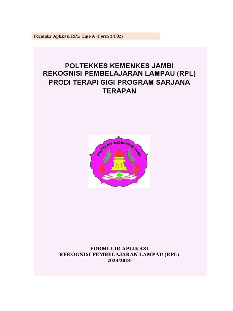 Chicha 2 formulir aplikasi rpl tipe a form 2 f02 pdf