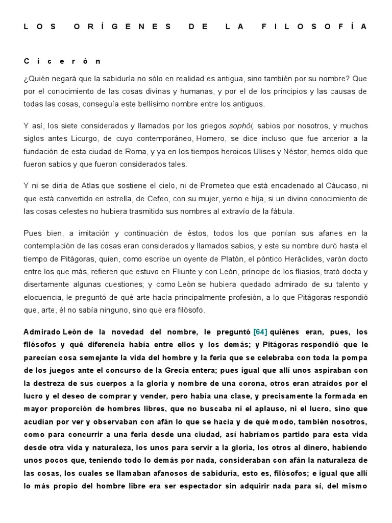 Los Orígenes de La Filosofía - Texto | PDF | Ciencias sociales