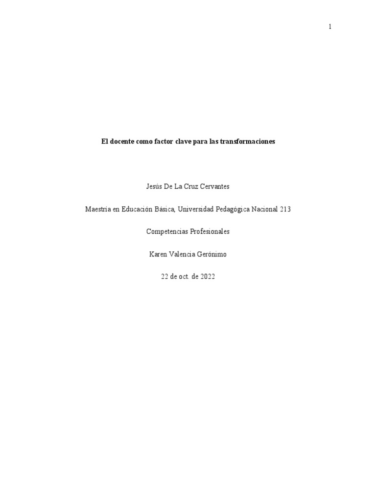 El rol del docente en la transformación educativa | PDF | Maestros ...