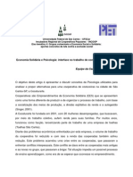 Economia Solidária e Psicologia Interface No Trabalho de Conflitos Interpessoais