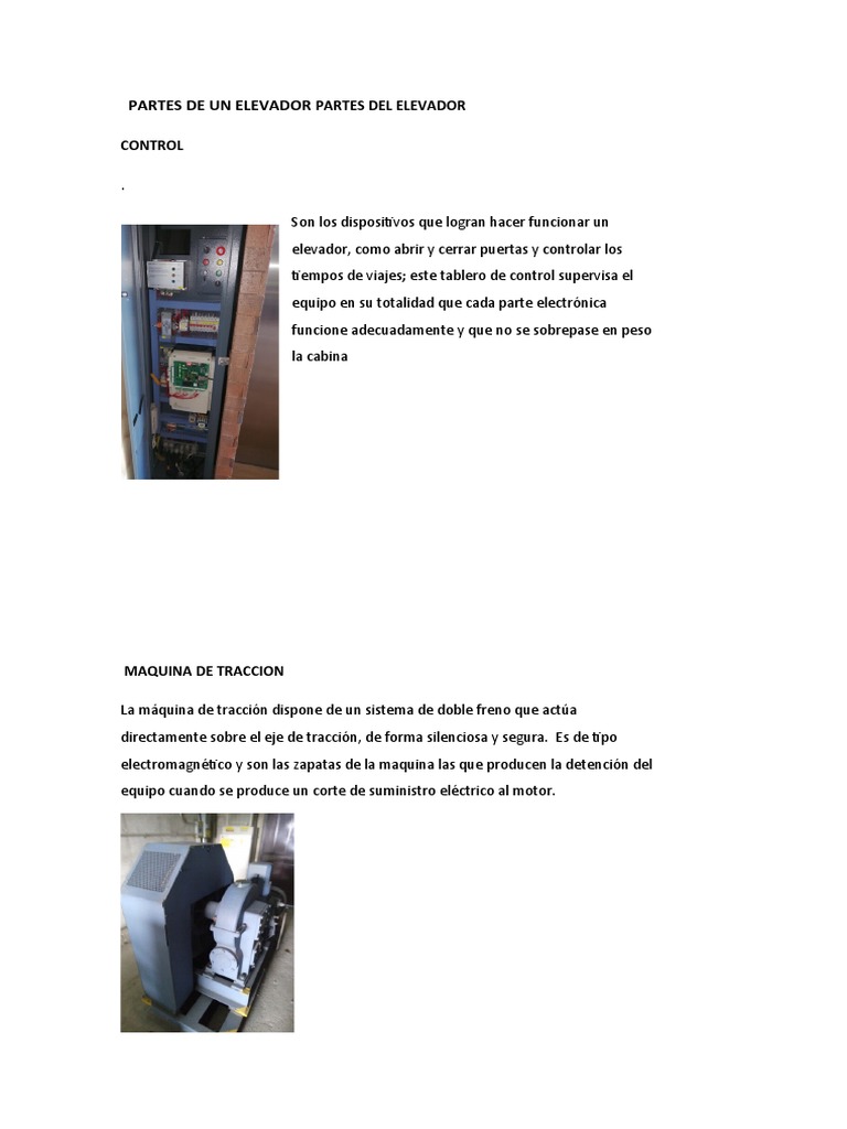 Partes De Un Elevador Pdf Electrónica Ascensor