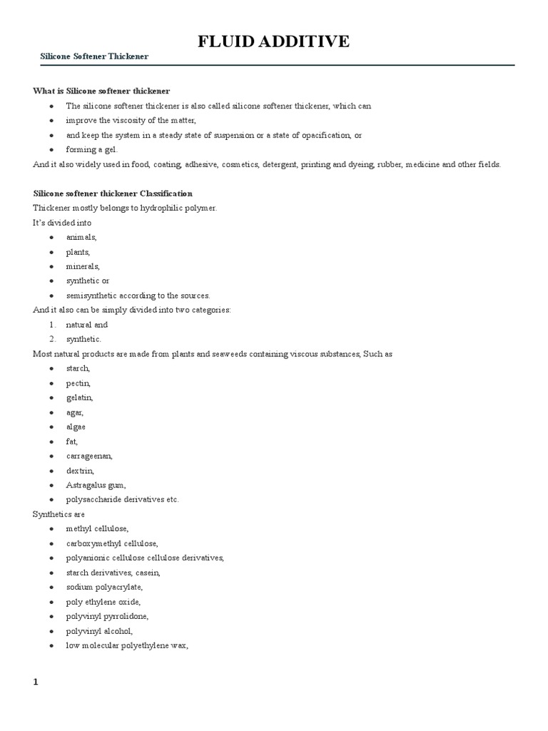 Fluid Additive | PDF | Polymers | Emulsion