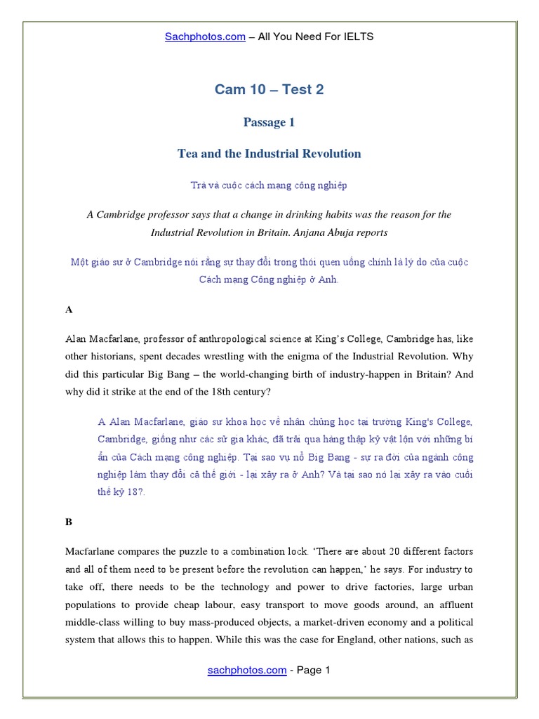 Dịch song ngữ cam 10 - Test 2 - final | PDF