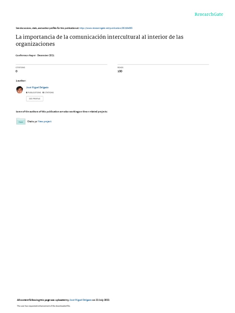 La Importancia de La Comunicación Intercultural Al Interior de Las ...