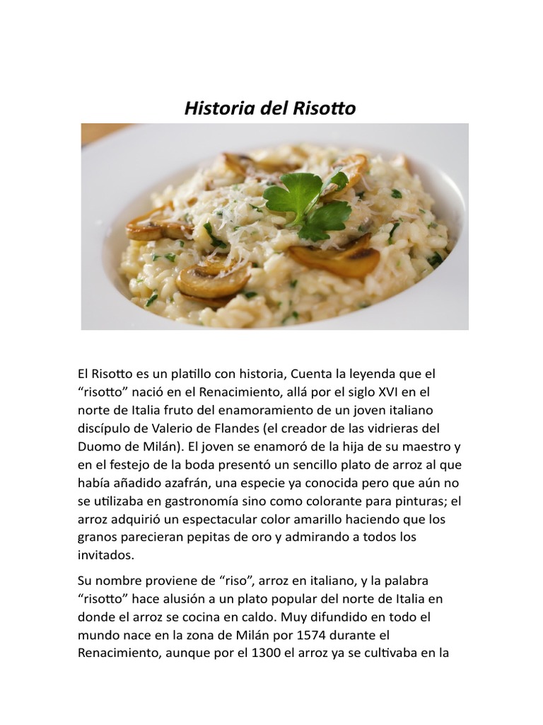 Origen e Historia del Risotto Italiano | PDF