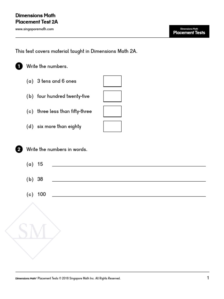 Singapore Math Placement - Tests - 5 | PDF | Mathematics | Science