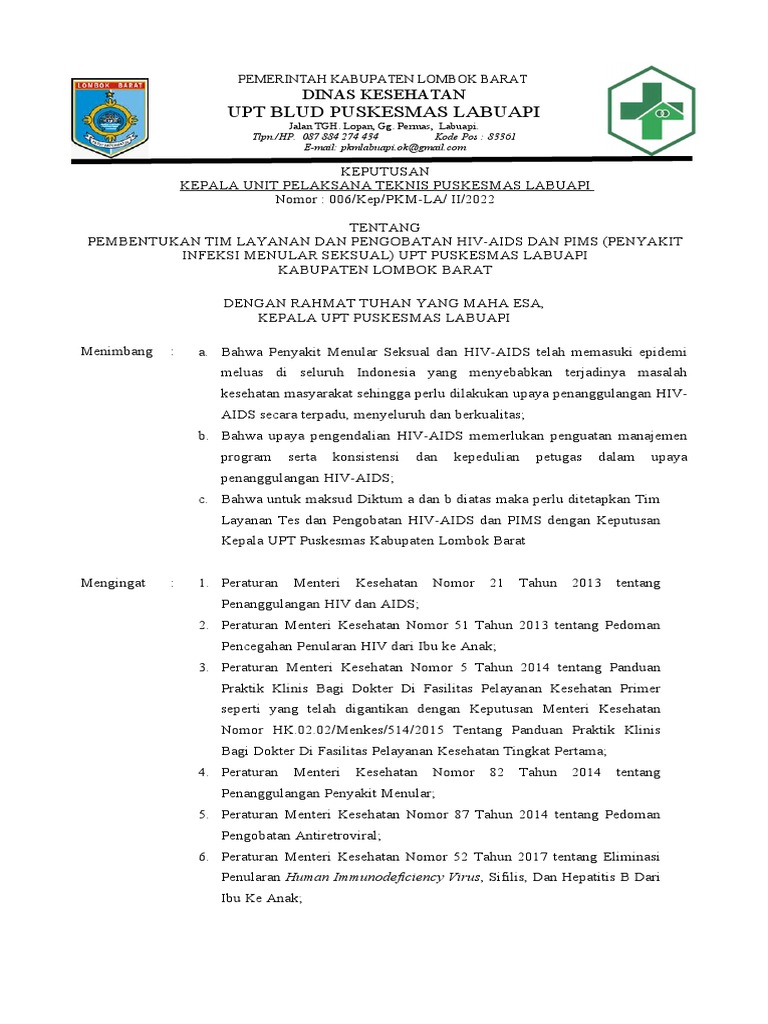 SK Tim Layanan Tes Dan Pengobatan Hiv-Aids Dan Pims | PDF