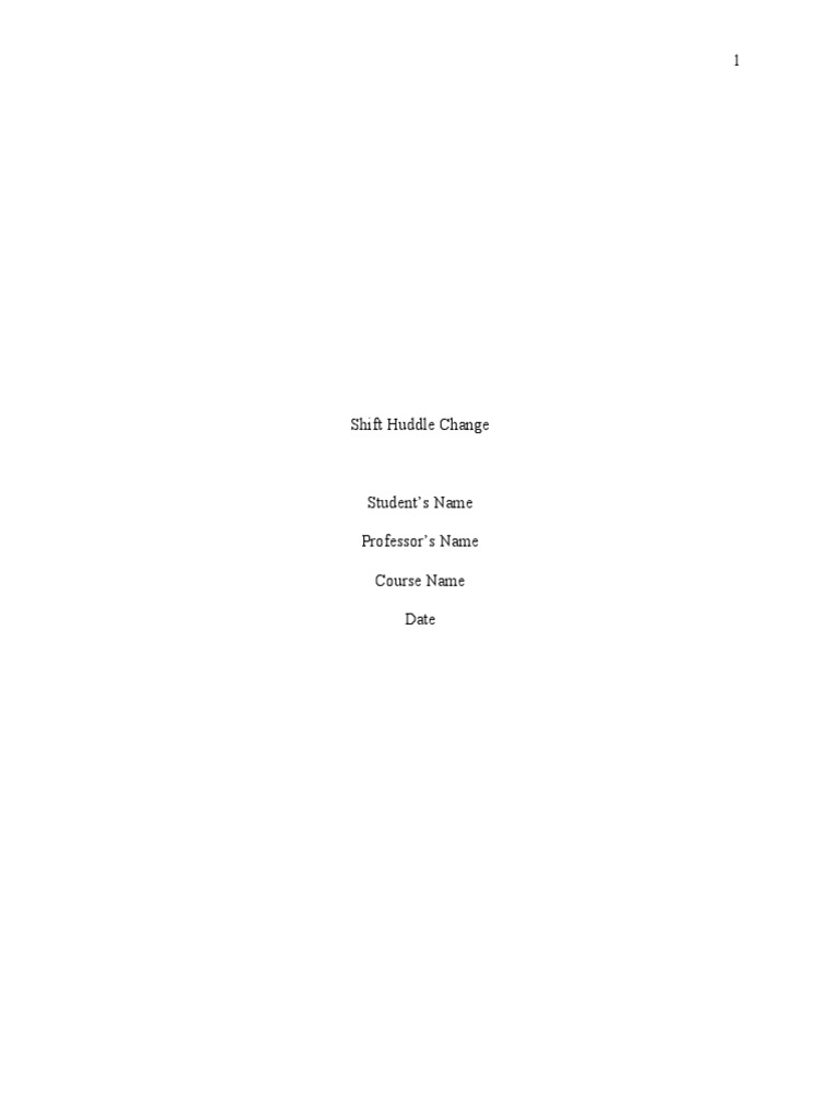 Shift Huddle Implementation Plan | PDF | Nursing | Patient