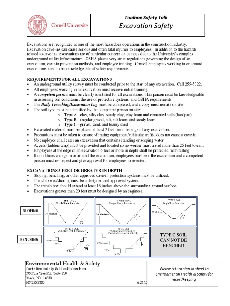 Excavation Toolbox Talk PDF Loam Earth Sciences