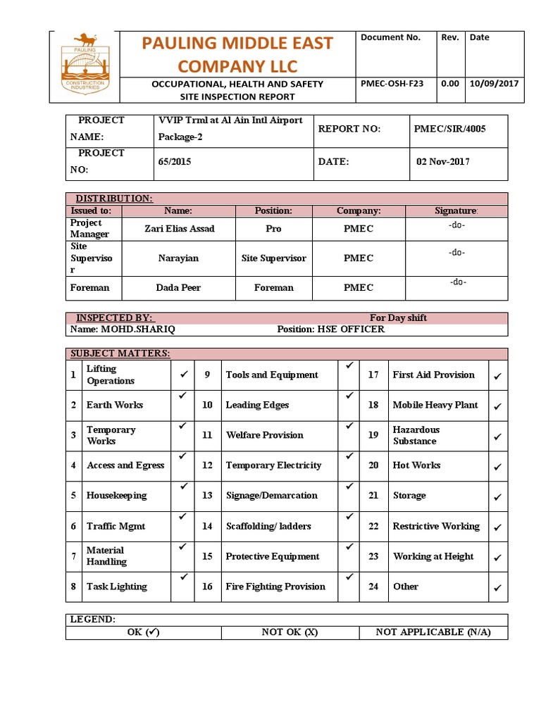 VVIP Airport Site Safety Inspection Report | PDF