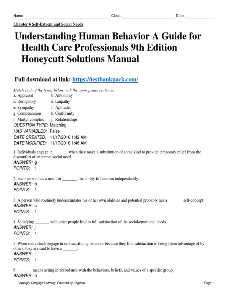Understanding Human Behavior A Guide For Health Care Professionals 9th