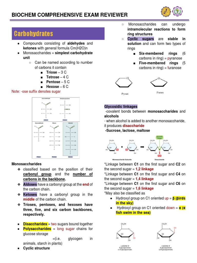Biochem Compre NotesCarb, Lipid, Proteins PDF