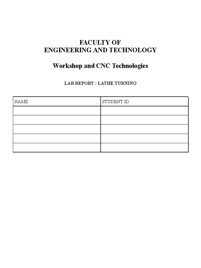 Lathe Turning Lab Report | PDF | Tools | Industrial Processes