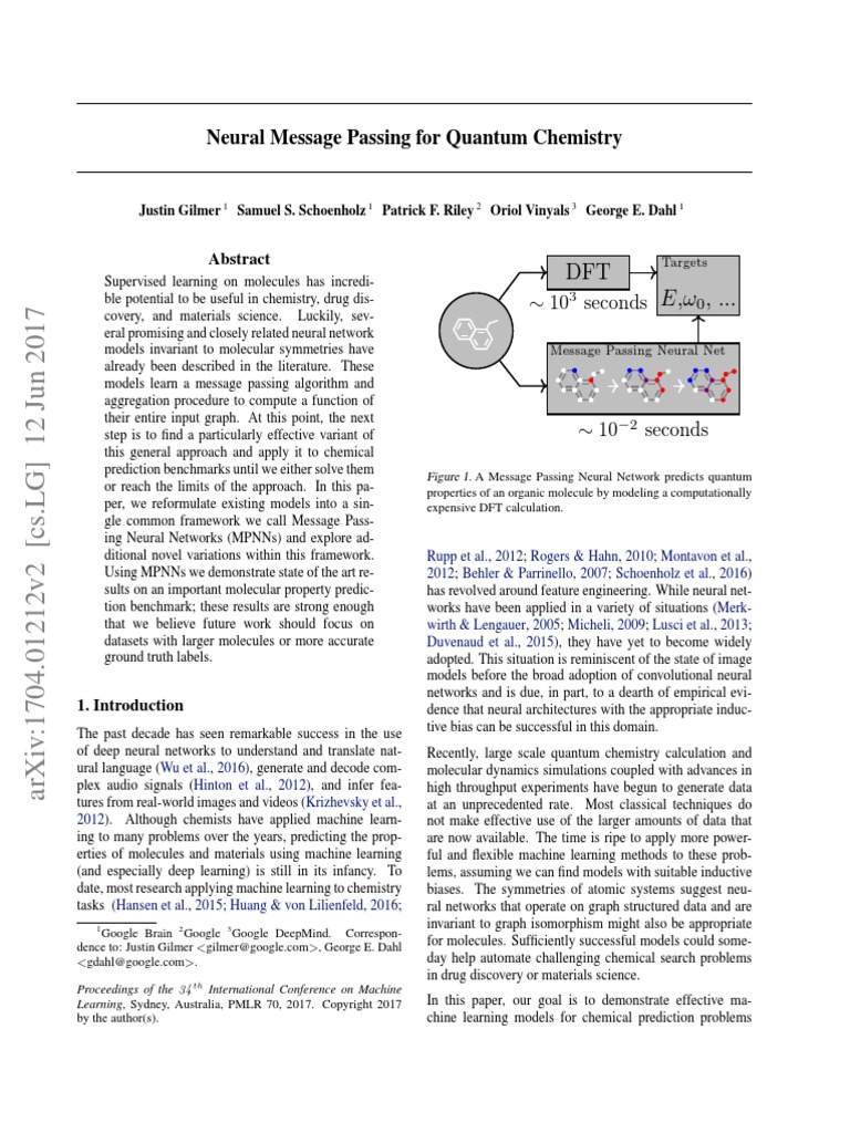 Neural Network Message Passing For Quantum Chemistry New Paper PDF