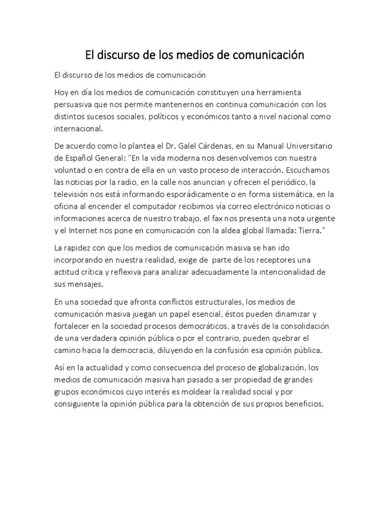 Impacto de los Medios en la Opinión Pública | PDF | Medios de ...