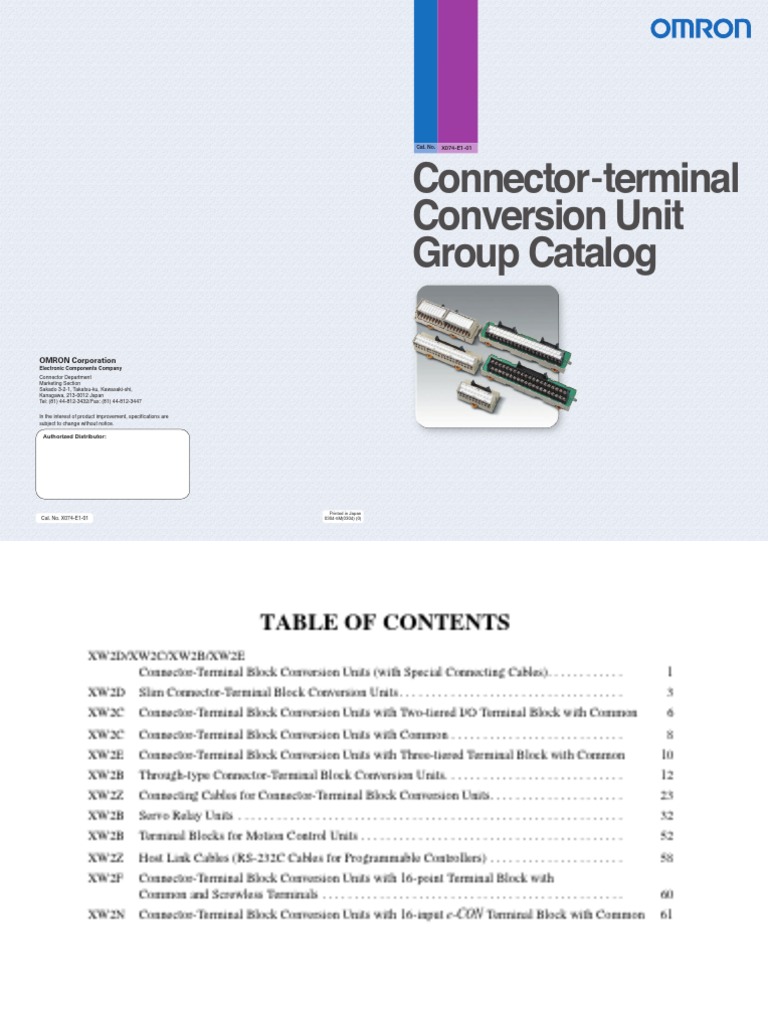 x074 Connector Terminal Blocks and Cables Catalogue en | PDF