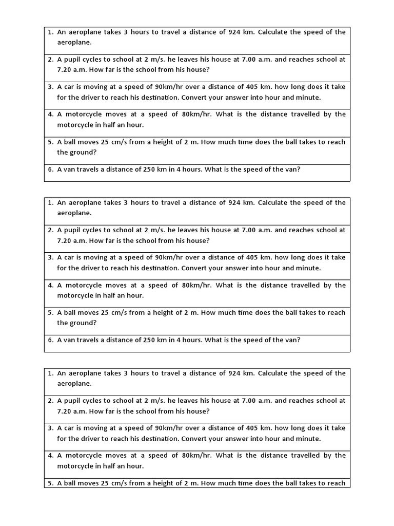 Speed Quiz PDF Speed Metrology