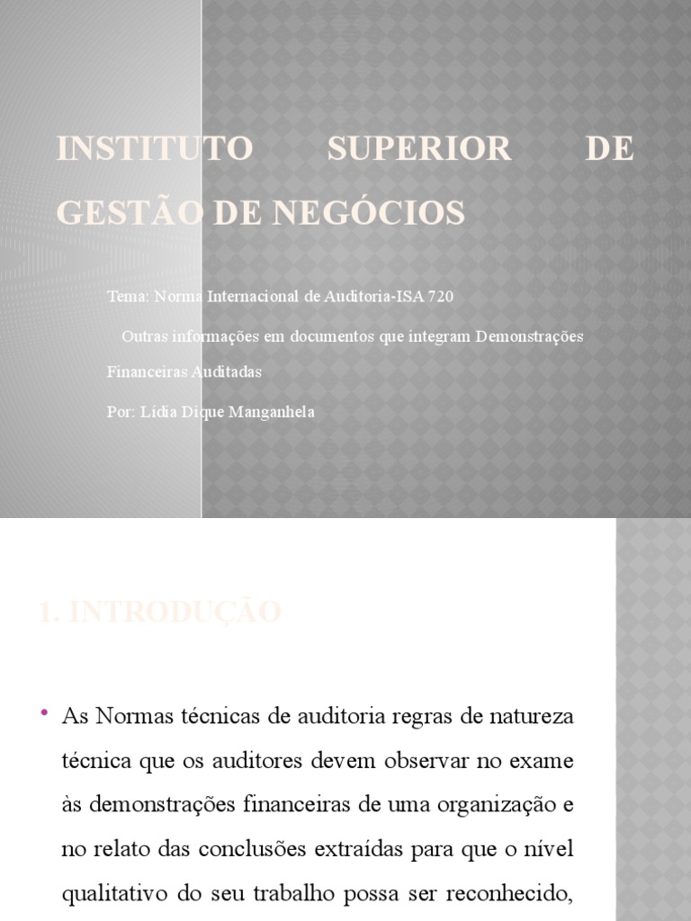 Análise da Norma ISA 720 em Auditoria | PDF | Informação