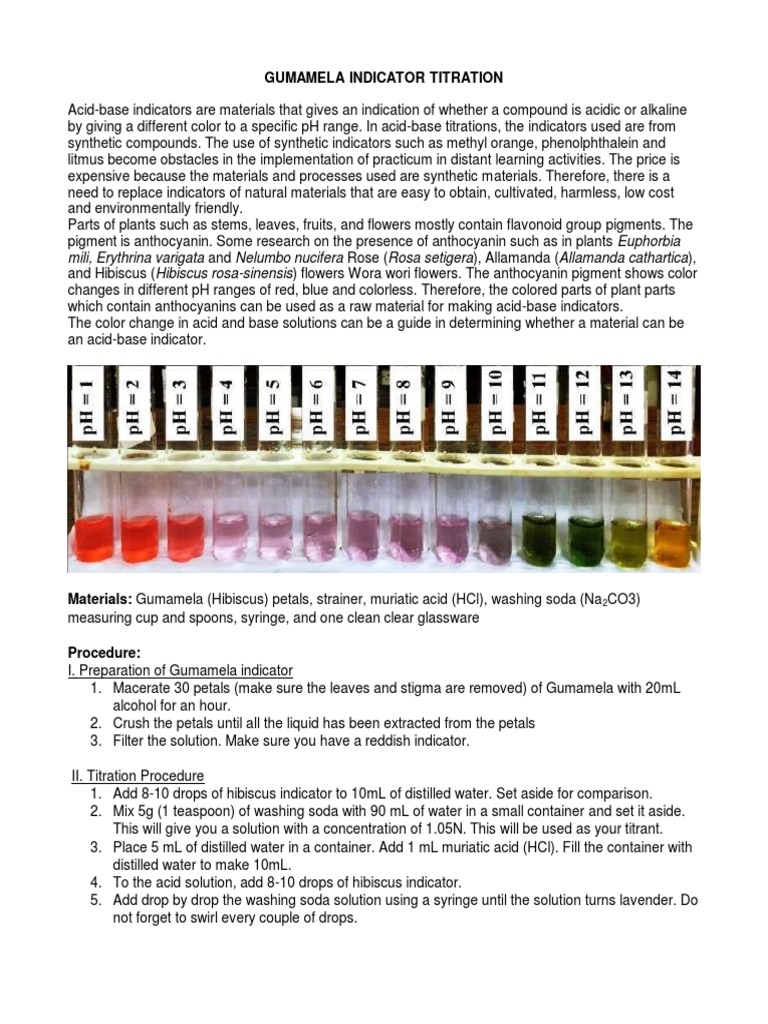 GUMAMELA INDICATOR TITRATION PDF Hydrochloric Acid Titration