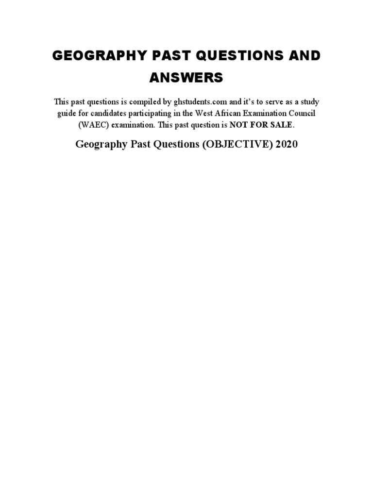 Geography Past Questions and Answers PDF