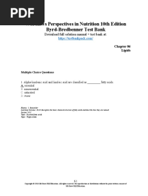 Wardlaws Perspectives in Nutrition 10th Edition Byrd-Bredbenner Test Bank Download