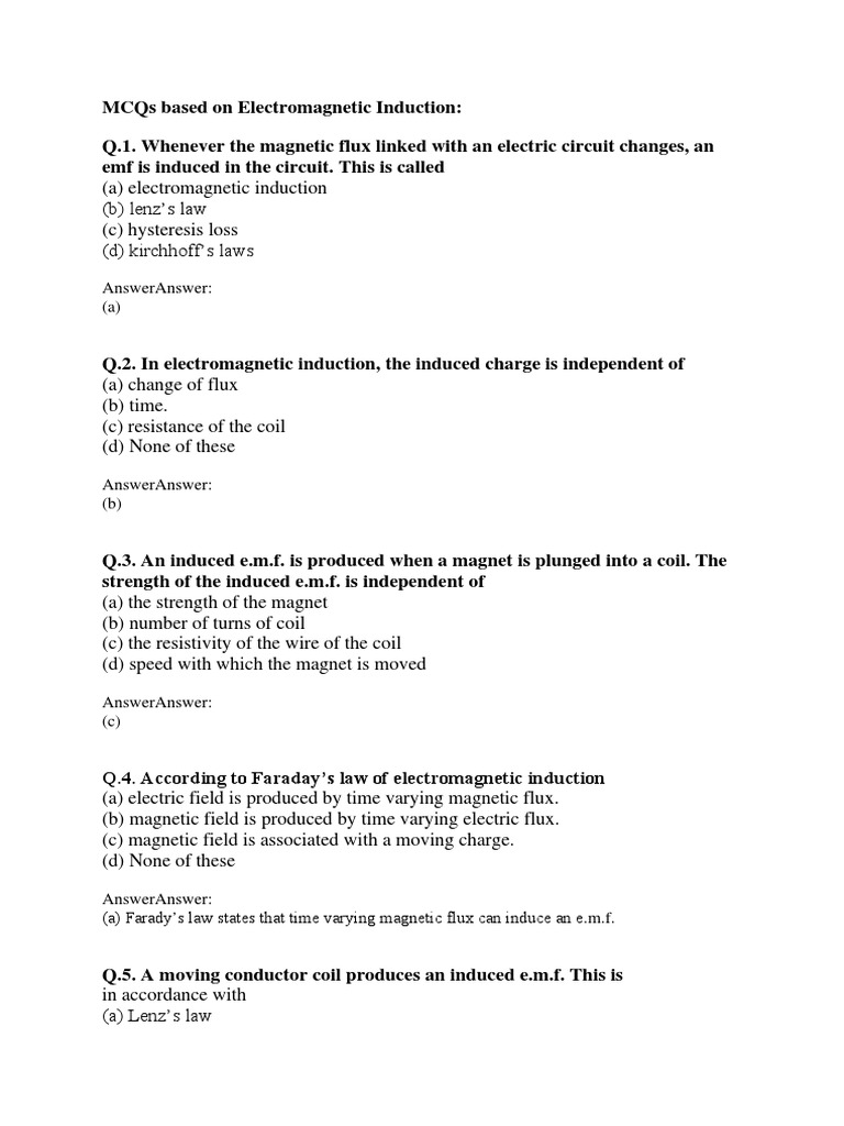 13 MCQ On Emi 2 | PDF