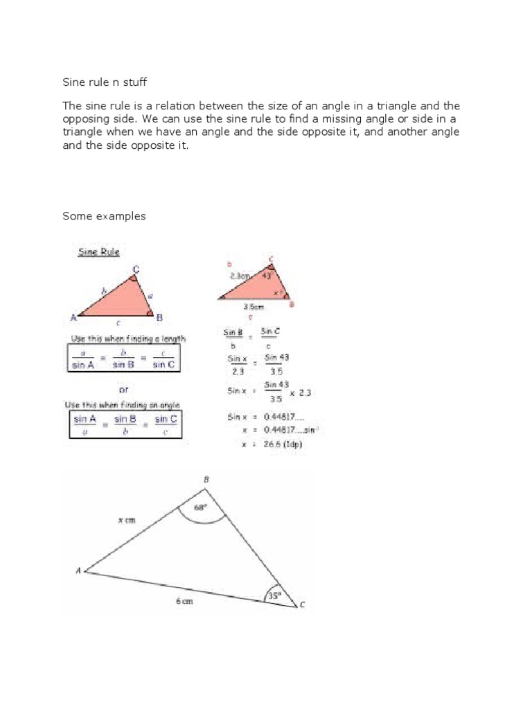 Understanding the Sine Rule in Triangles | PDF