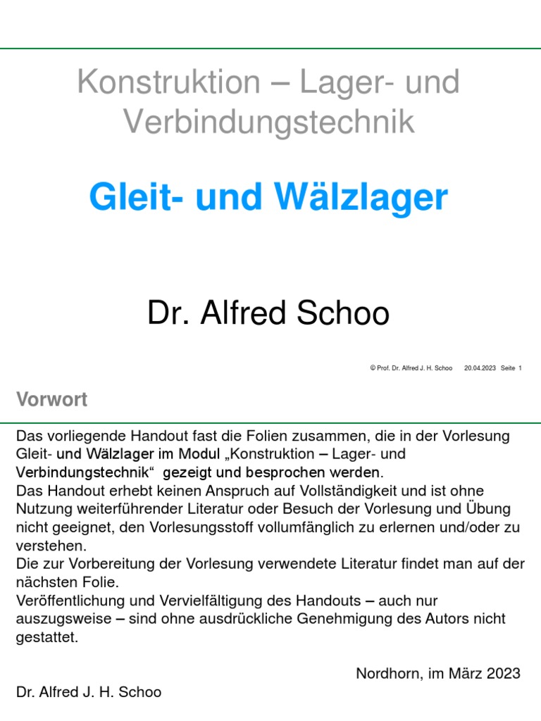 Waelzlager HS OS Handout 2023.04.20 Rev.1 | PDF