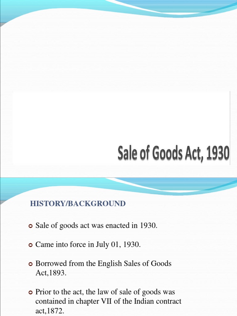 Sales of Goods Act 1930 PDF