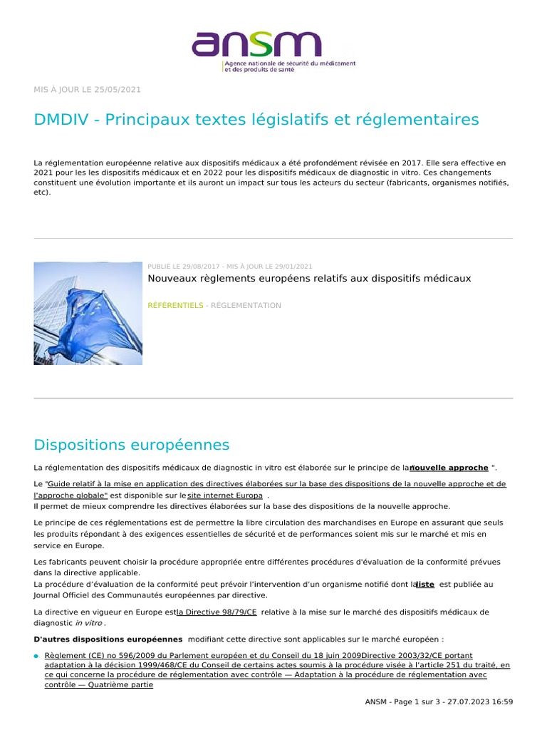 Dmdiv Principaux Textes Legislatifs Et Reglementaires | PDF | Directive ...