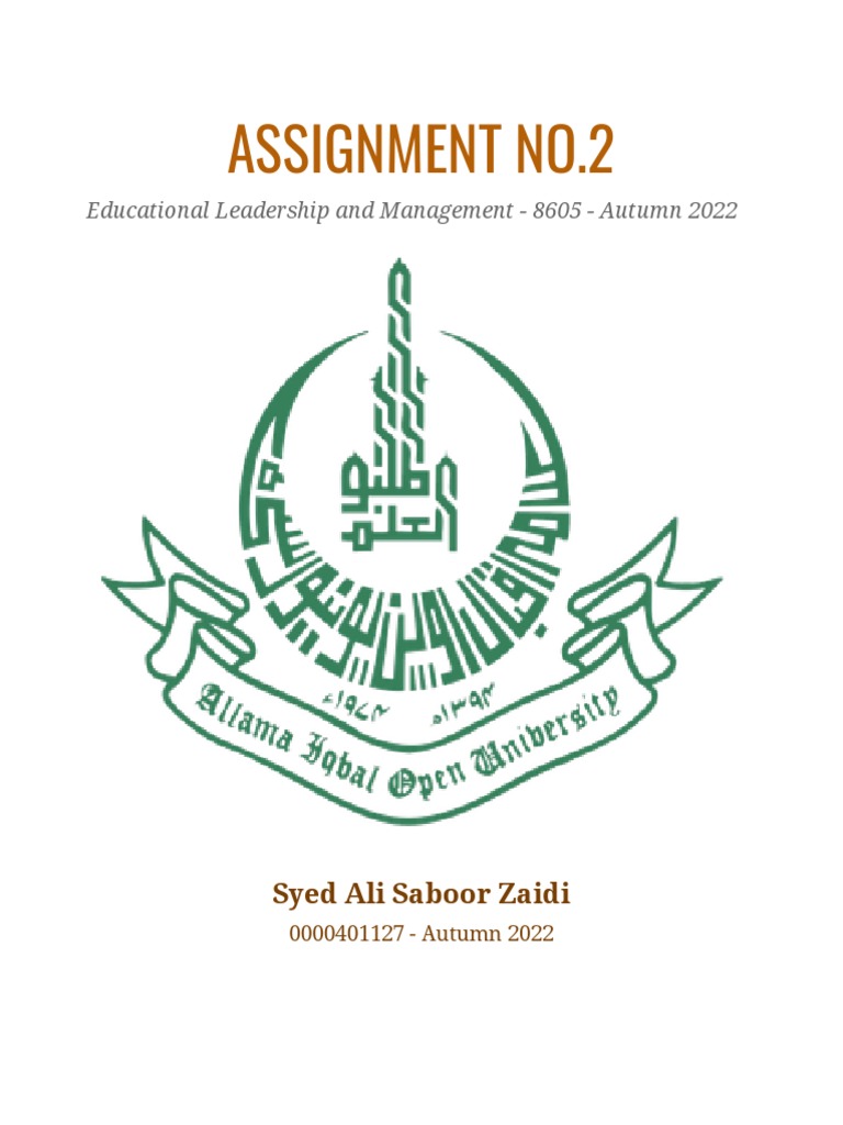 Assignment no 2 8605 autumn 2022 0000401127 syed ali saboor