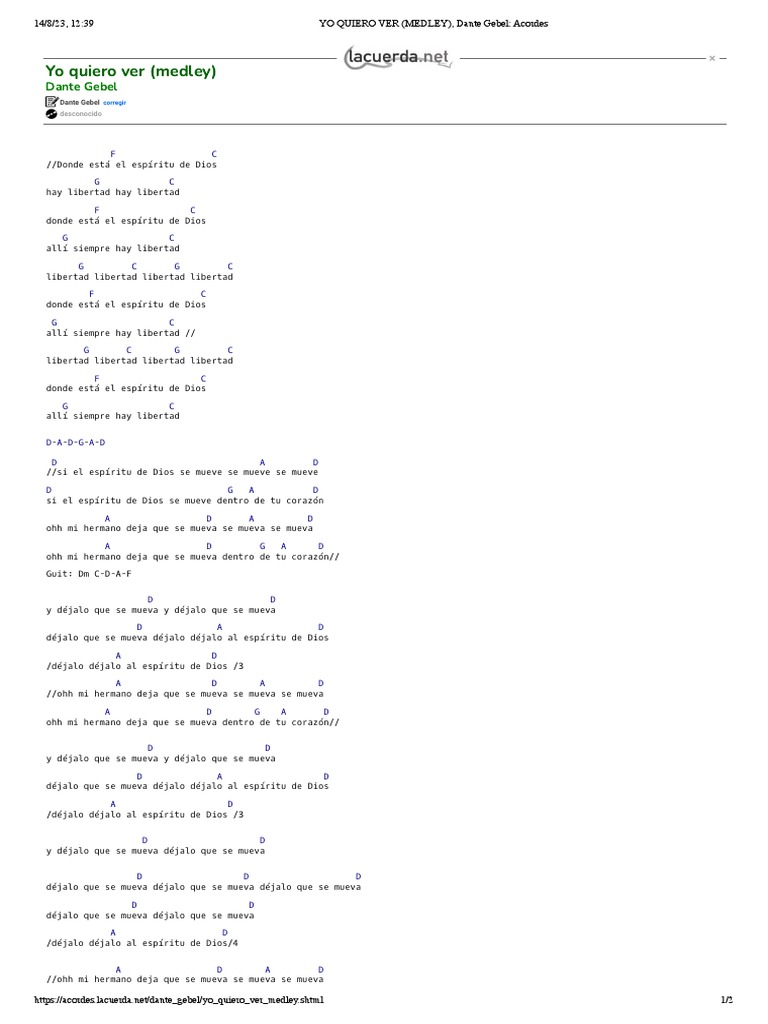 Yo quiero ver medley dante gebel acordes pdf