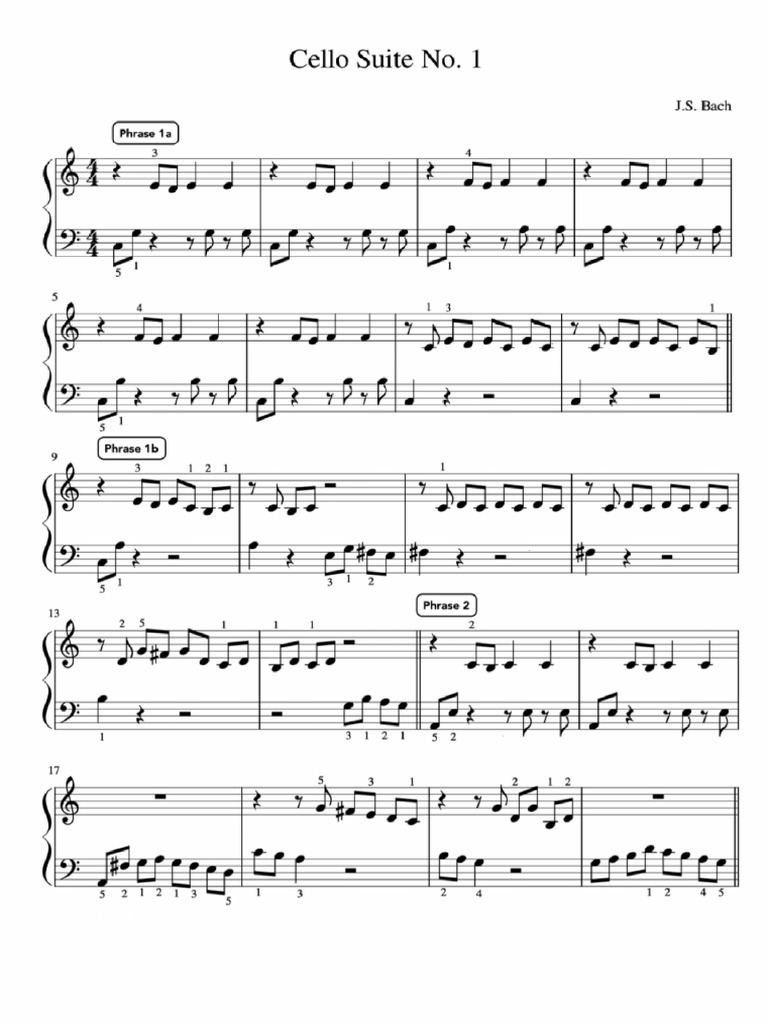 Bach Cello Suite 1 Piano | PDF
