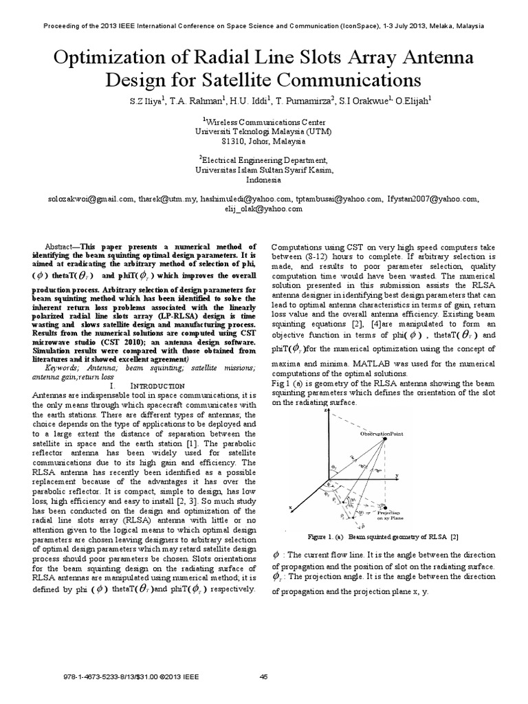Optimization of Radial Line Slots Array Antenna PDF