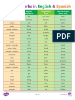 Color Irregular Verbs in English and Spanish Word Mat